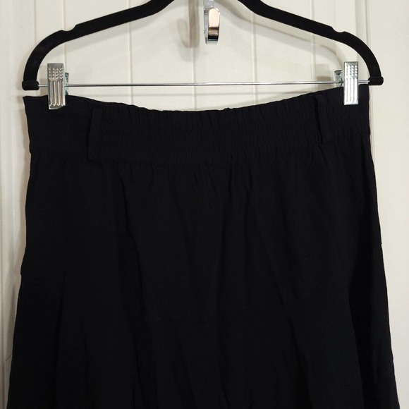 ALC Womens Midi Skirt Black Hanky Hem Paperbag Waist Lagenlook Pockets Size 8 M - Picture 8 of 9